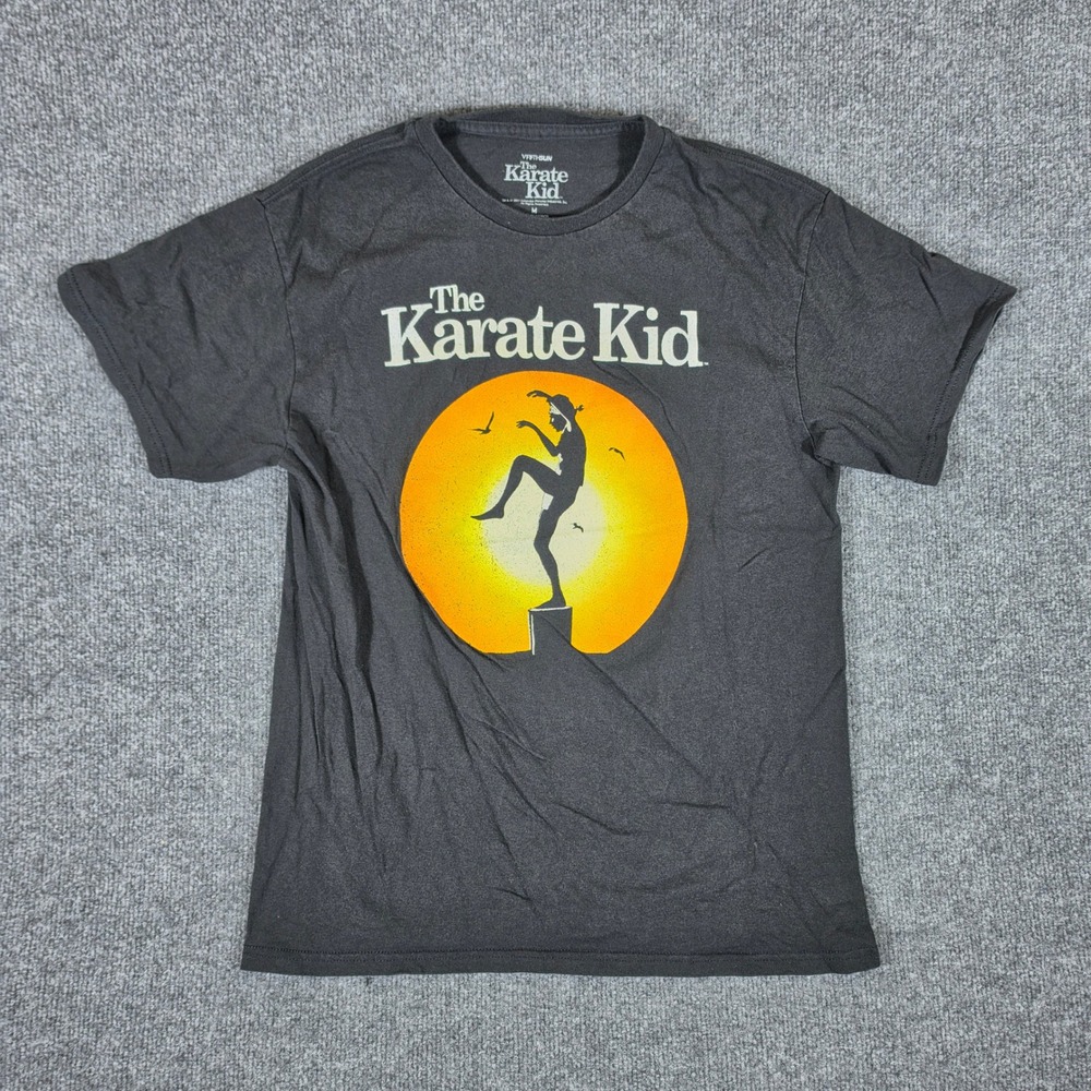 Fifth Sun The Karate Kid Graphic T-Shirt Mens Medium Gray 80s Movie Crane Kick